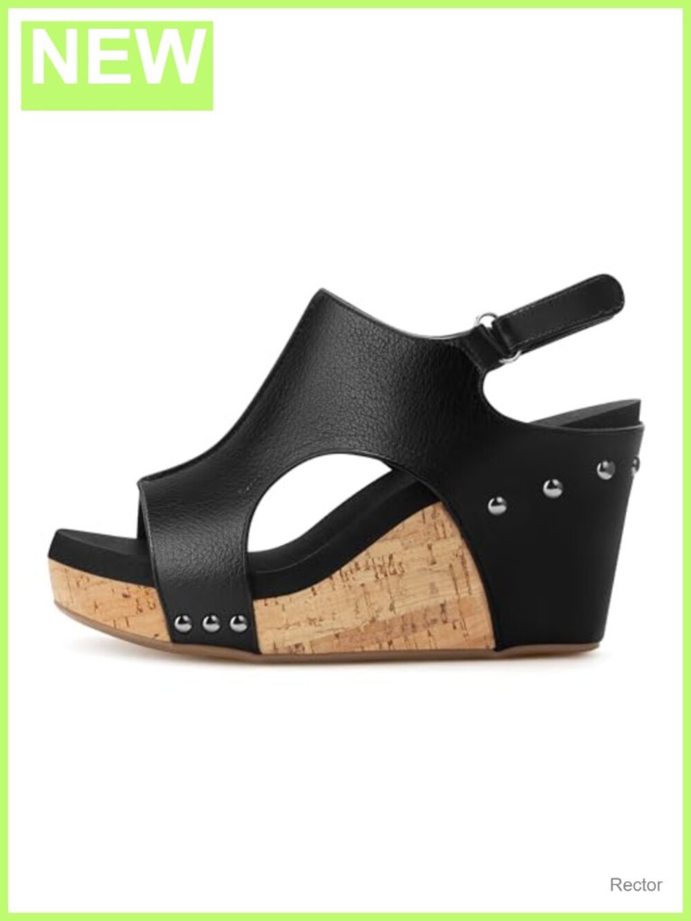 Womens 3 Inch Wedge Sandals with Adjustable Ankle Strap Cork Sole Open Toe